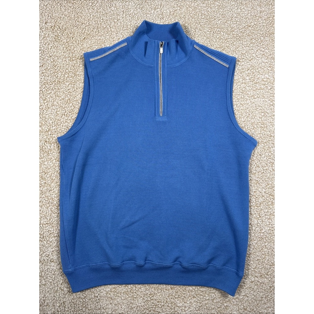 Vintage St. Croix Sweater Vest Men's Large Light Blue 1/4 Zip Made in USA VTG